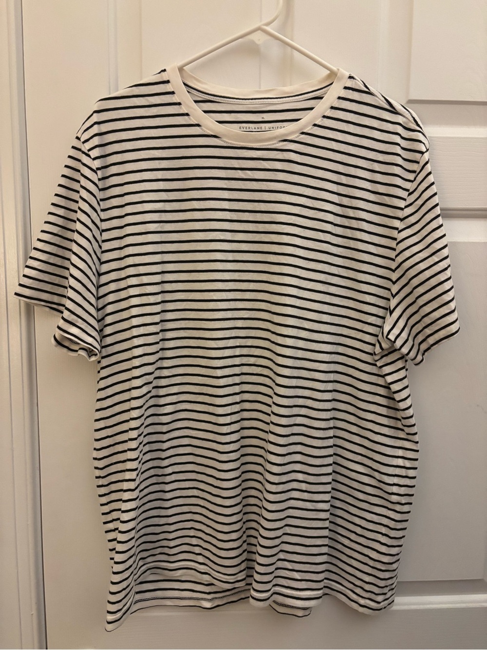 Everlane White Tee with Black Stripes - Women’s Short Sleeve XL